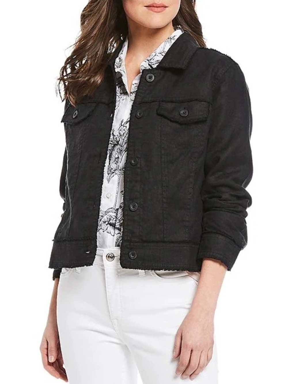 Tommy Bahama Black Denim Jacket - Button-Front Jean Jacket